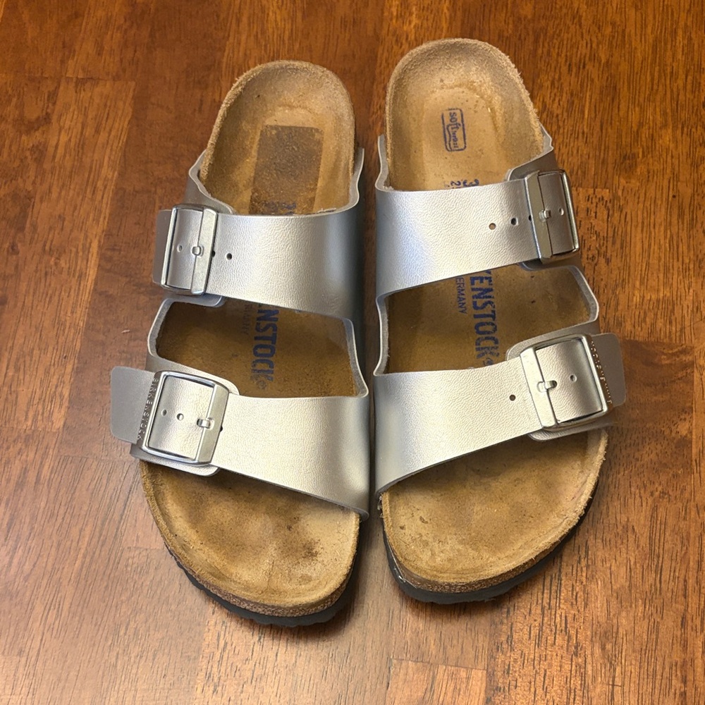 Birkenstock Metallic Silver Sandals